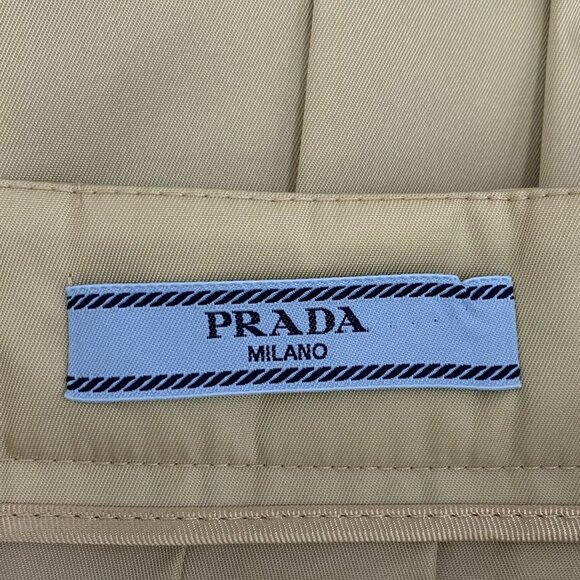 Prada Re-Nylon Khaki Pleated Skirt With Logo Triangle Size XS Brand New With Tag - Picture 3 of 8